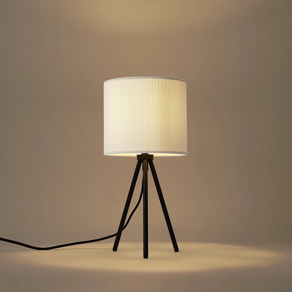 Moderne tripod tafellamp wit met velours kap - Luz