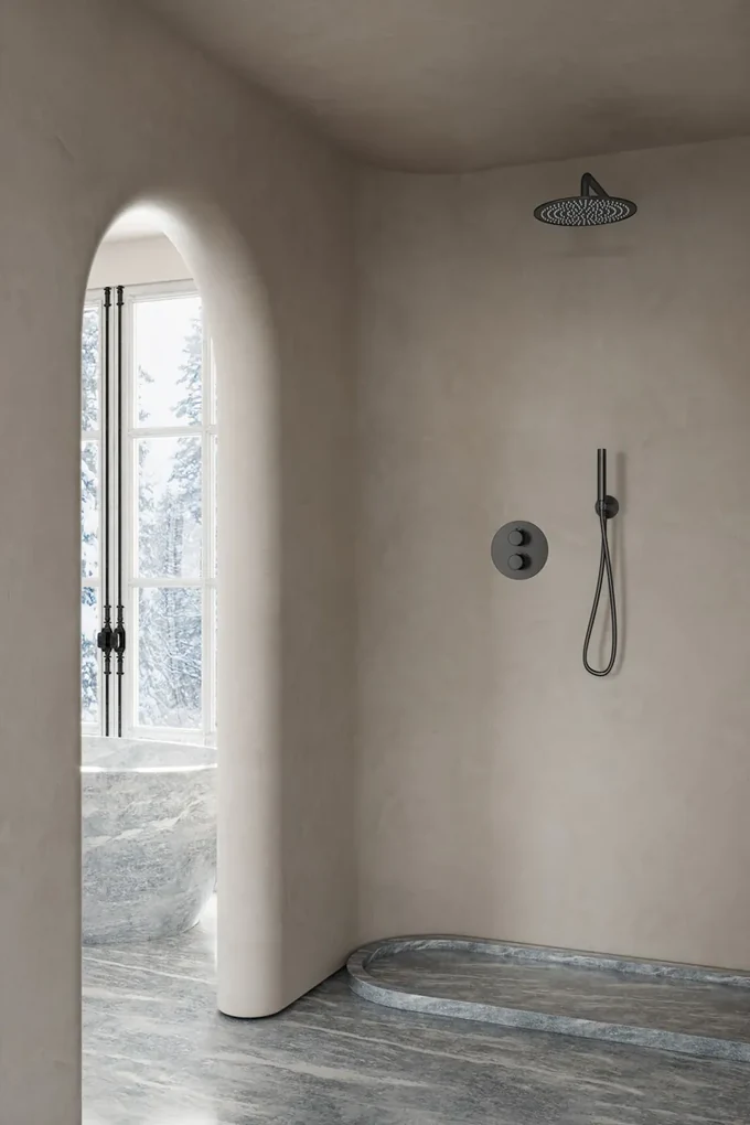 Saniclear Iron inbouw regendouche rond met 30cm hoofddouche en muurarm verouderd ijzer - gunmetal
