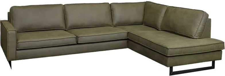 Hoekbank / Loungebank Riverdance | Rechts | Leer Dalton groen 14 | 2,90 x 2,17 mtr