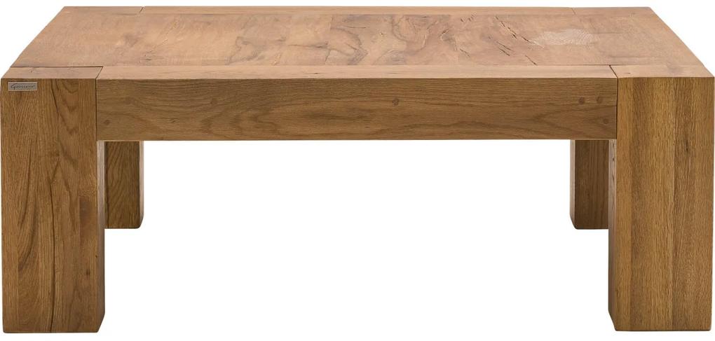 Goossens Salontafel Houston vierkant, hout eiken donker bruin, stijlvol landelijk, 110 x 40 x 110 cm