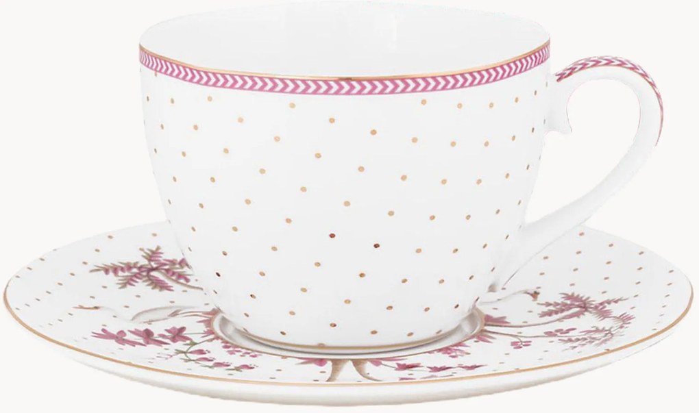 Porseleinen theekopjes & schoteltjes Jolie Dots, 2-delig
