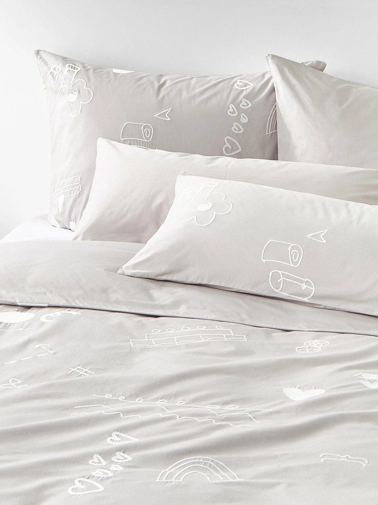 Westwing Crosby Studios, Katoenen dekbedovertrek Jouy met geborduurd patroon