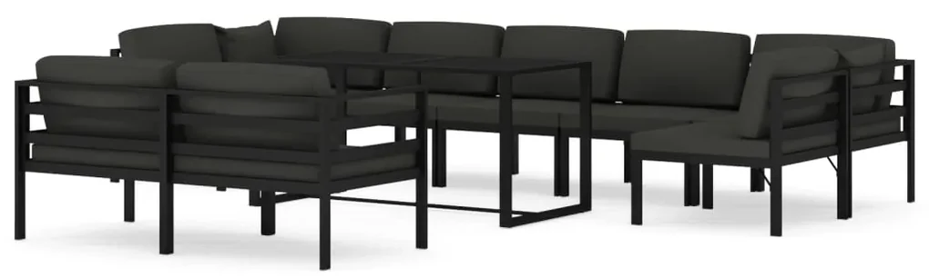 vidaXL 10-delige Loungeset met kussens aluminium antracietkleurig