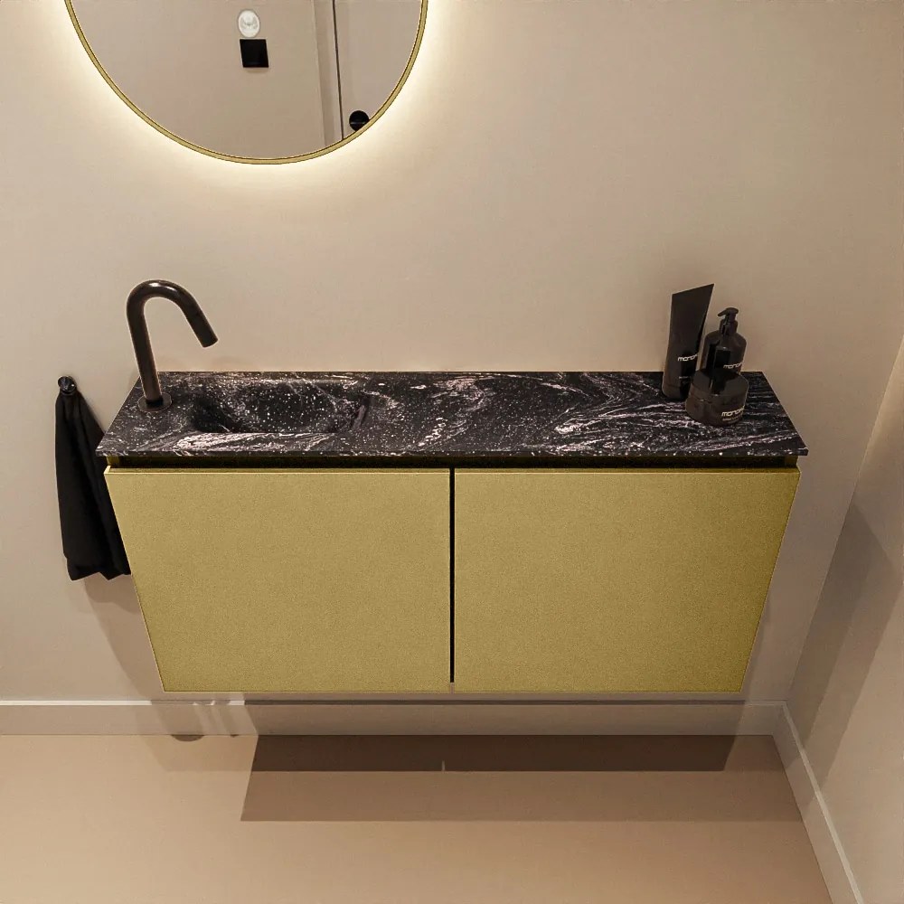 Mondiaz Ture DLux toiletmeubel 100cm oro met wastafel lava links met kraangat