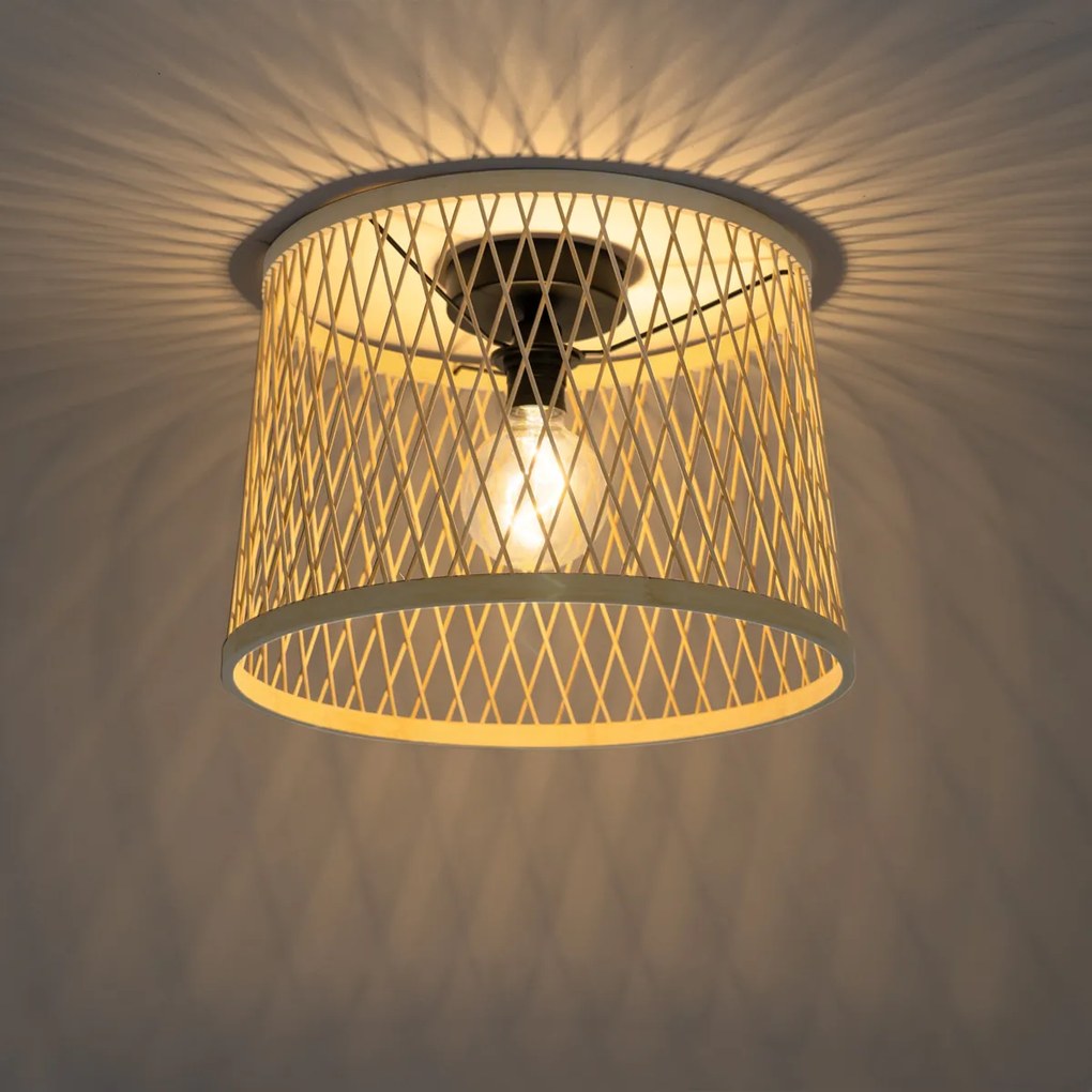 Landelijke plafondlamp rotan 40 cm IP44 - Calamus