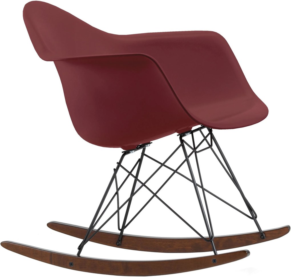 Vitra Eames RAR schommelstoel met donker onderstel oxide rood