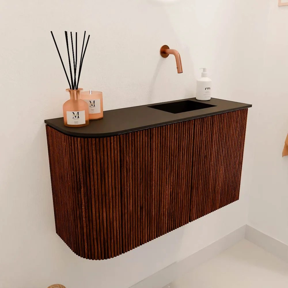 Mondiaz Joya 70cm toiletmeubel ronding links ruby met wastafel faye rechts zonder kraangat urban