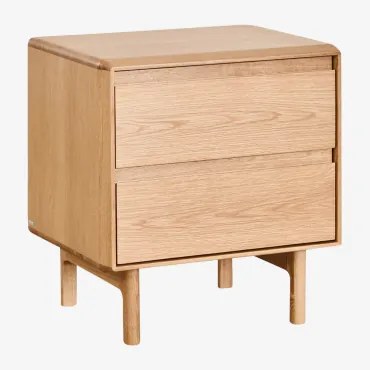 Rechthoekig Nachtkastje 50x40 Cm Van Treveris Hout Eikenhout - Sklum