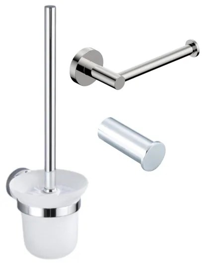 Fortifura Calvi Toiletset 3-delig - toiletrolhouder zonder klep - toiletborstel - handdoekhaak enkel rond - Chroom SW639924 SW639926 SW1211590