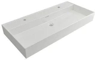 Plieger Kansas badmeubel 100cm met glans witte wastafel en 2 kraangaten wit mat