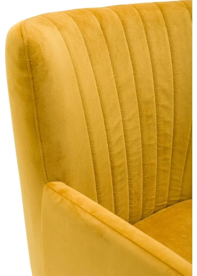 Goossens Eetkamerstoel Rob geel velvet stof met armleuning, urban industrieel