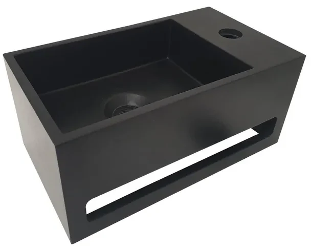 Wiesbaden Julia fontein rechts Solid surface 35 x 20 x 16 cm mat zwart 36.4071