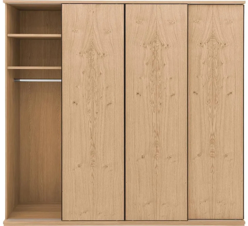 Goossens Excellent Kledingkast Wood, 240 cm breed, 223 cm hoog, 4 hout schuifdeuren
