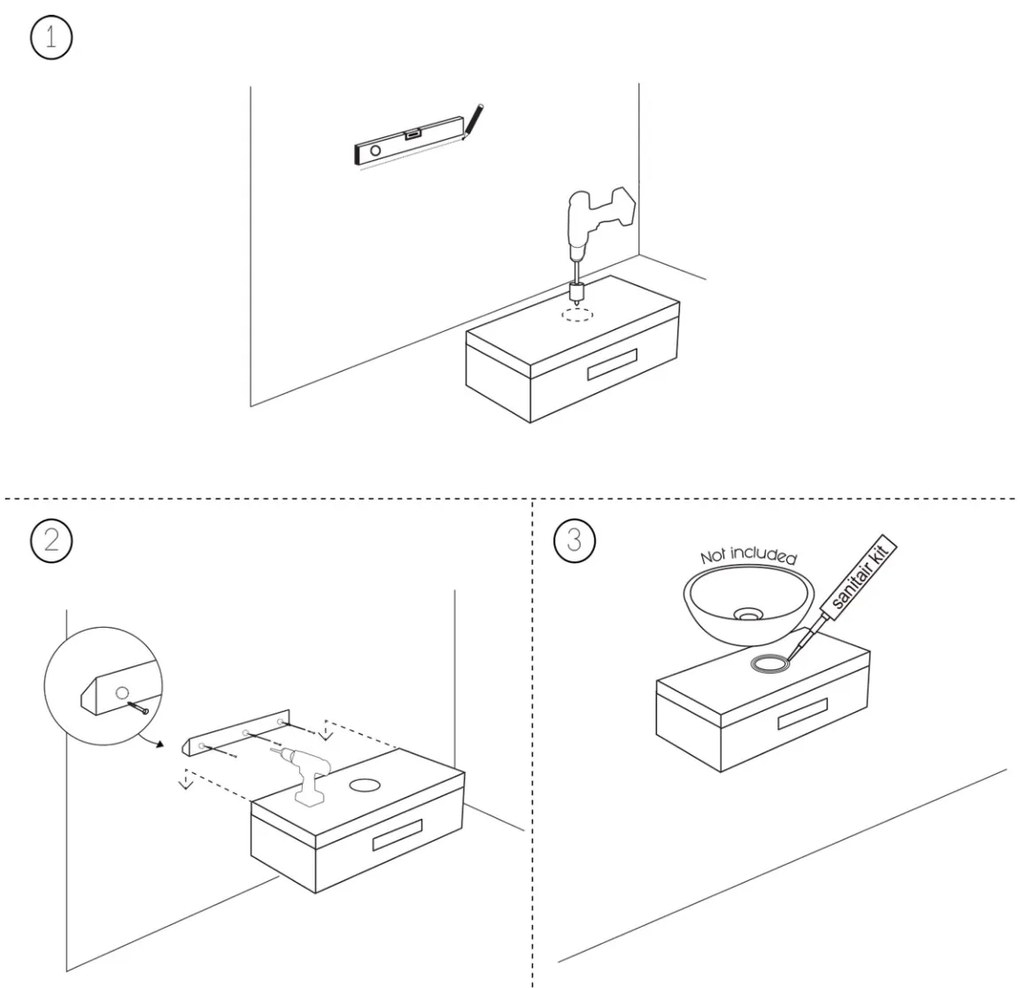 Saniclear Seba fonteinset met bruin eiken plank, zwart-witte terrazzo waskom en kraan in verouderd messing voor in het toilet