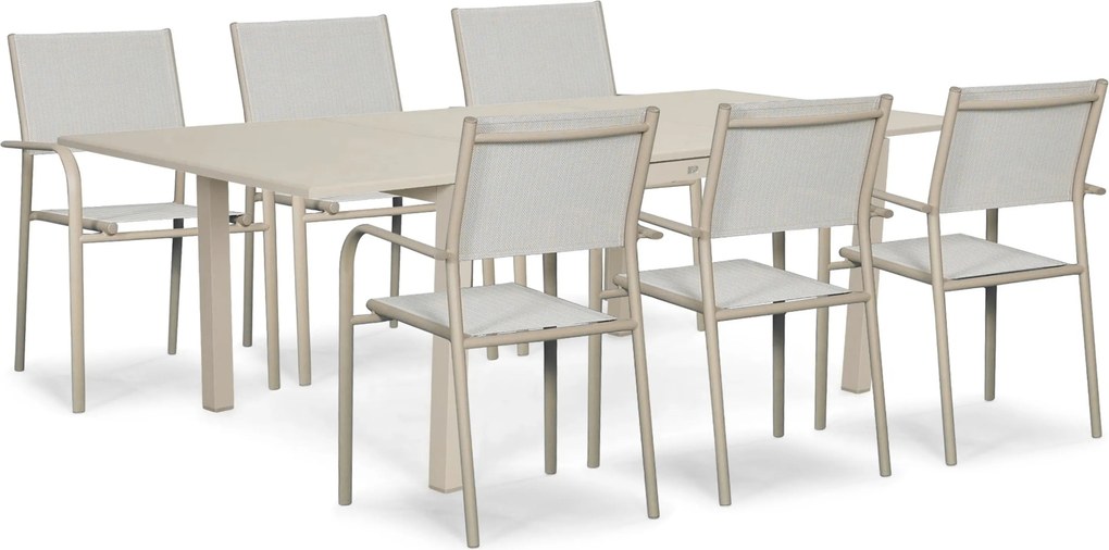 Tuinset 6 personen 160 cm Aluminium Taupe Presto Brentino/Arvento