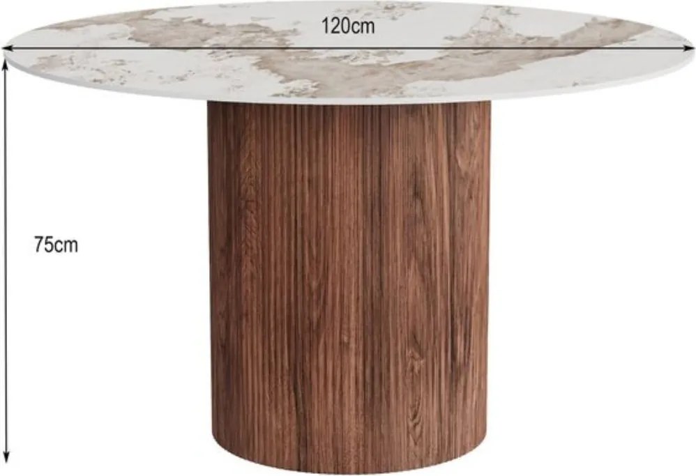 Marmere Ronde Eettafel - 120 X 120cm.