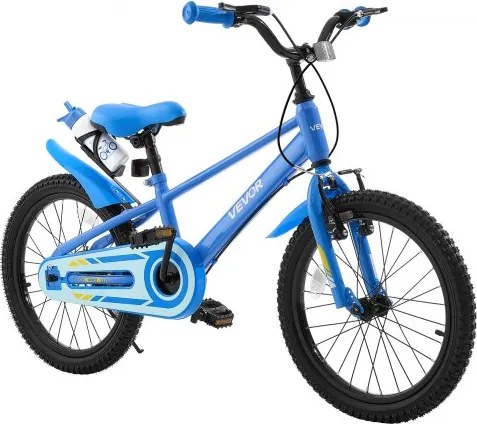 VEVOR Kids' 18-inch racefiets voor kinderen van 5-8 jaar met standaard, blauw, kinderfiets voor jongens en meisjes, frame van koolstofstaal, BMX-stijl, dubbele remmen, verstelbaar zadel en stuur, bidonhouder