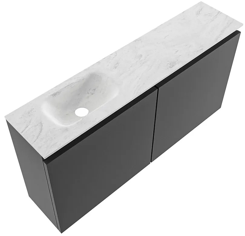 Mondiaz Ture DLux toiletmeubel 100cm dark grey met wastafel opalo links zonder kraangat