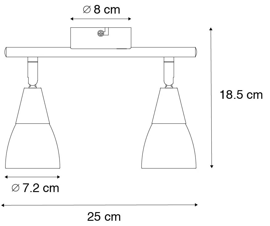 Klassieke plafondspot goud met mat glas 2-lichts - Madi