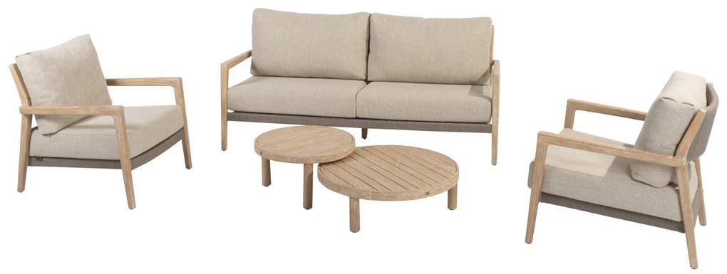 Julia stoel bank loungeset 5 delig brushed teak 4 Seasons Outdoor