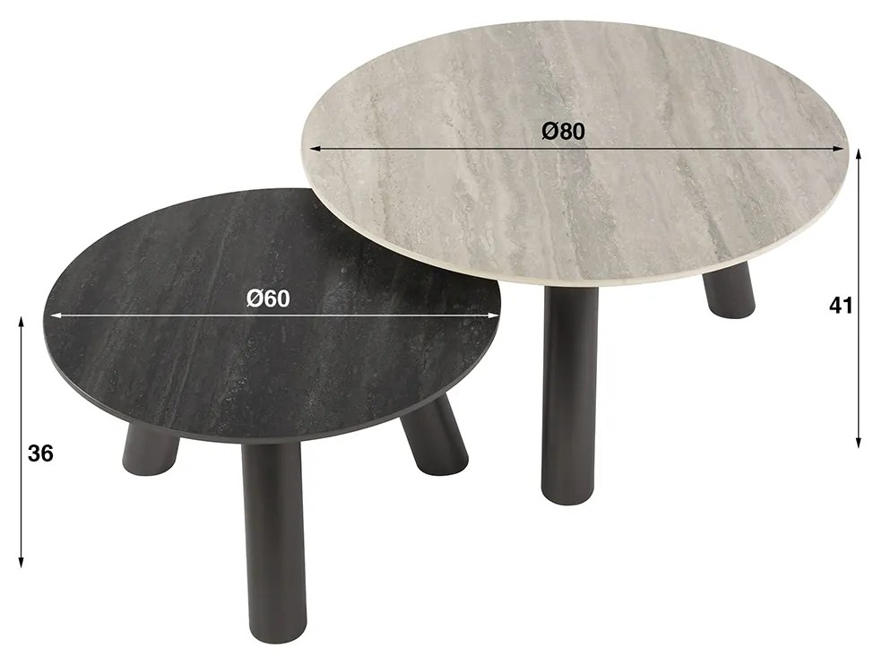 Travin Salontafelset Rond - 80 X 60cm.