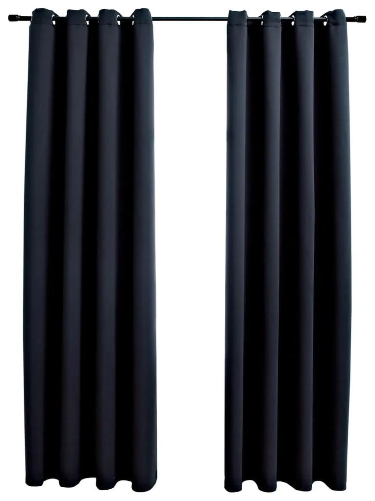 vidaXL Gordijn verduisterend met metalen ringen 2 st 140x245 cm zwart