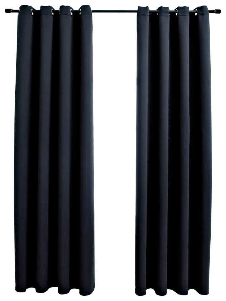 vidaXL Gordijn verduisterend met metalen ringen 2 st 140x245 cm zwart