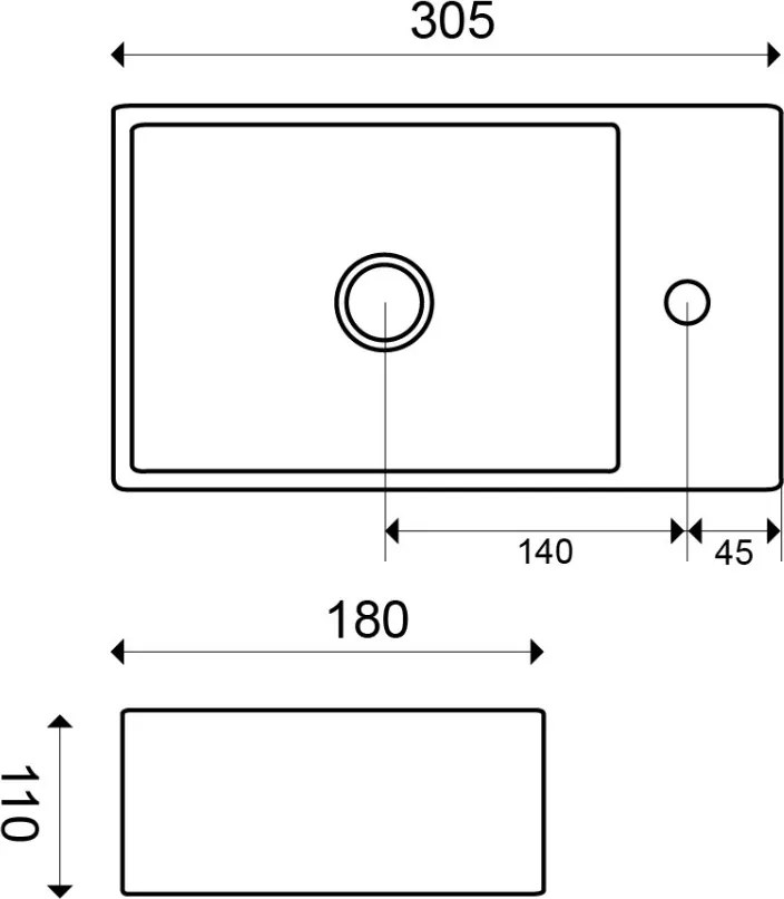 Mueller Rhea XXS fonteinsetje wit glans met gebogen verouderd messing kraan links