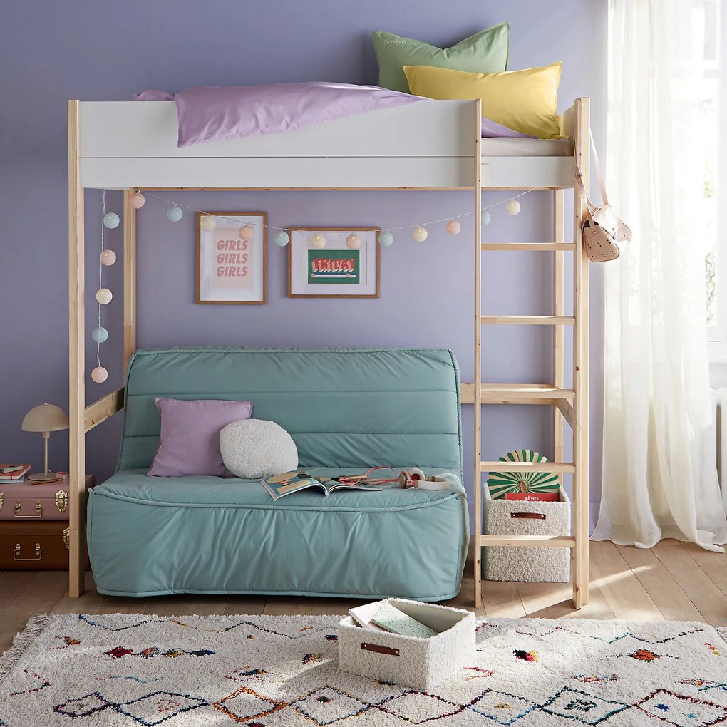 Mezzanine bed, 1-persoons, massief dennenhout, Meeting