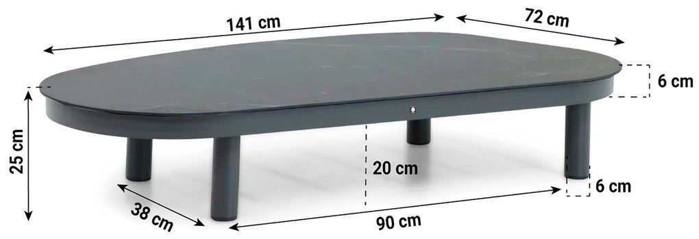 Hoek loungeset 5 personen Aluminium/rope Grijs  Santika Furniture Santika