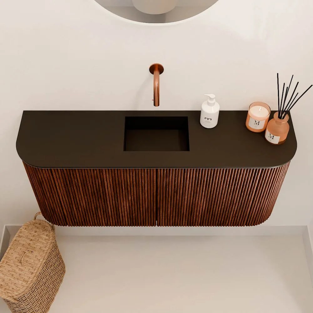 Mondiaz Joya 95cm toiletmeubel ronding links/rechts ruby met wastafel faye midden zonder kraangat urban