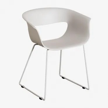Set Van 4 Eetkamerstoelen Met Armleuningen Van Polypropyleen En Staal Alanys Grijsachtig Wit - Sklum