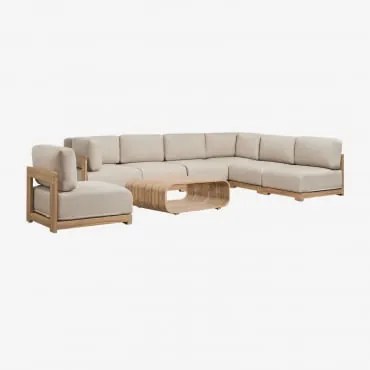 Tuinset Met 6-delige Modulaire Hoekbank, Fauteuil En Salontafel Van Acaciahout Brivori Lichte Acaciekleur - Sklum