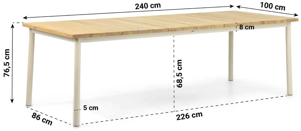 Dining Tuintafel 240 x 100 cm Grijs Milou