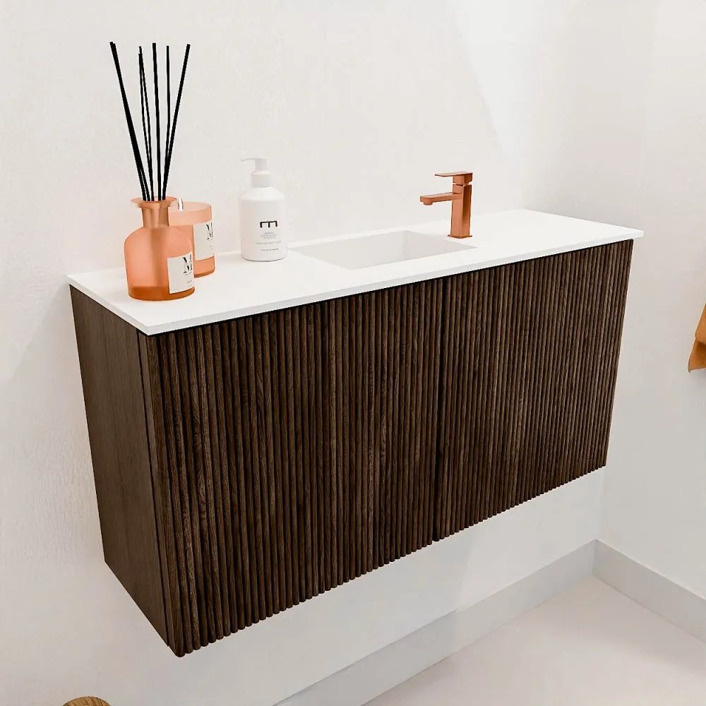 Mondiaz Joya 80cm toiletmeubel walnut met wastafel faye midden 1 kraangat talc