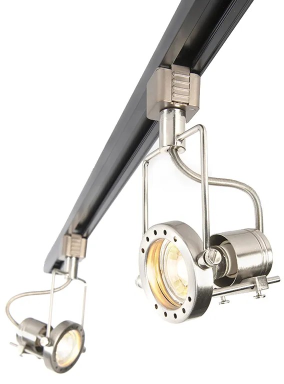 Smart 1-fase rail zwart met staal incl. 3 WiFi GU10 - Iconic Suplux