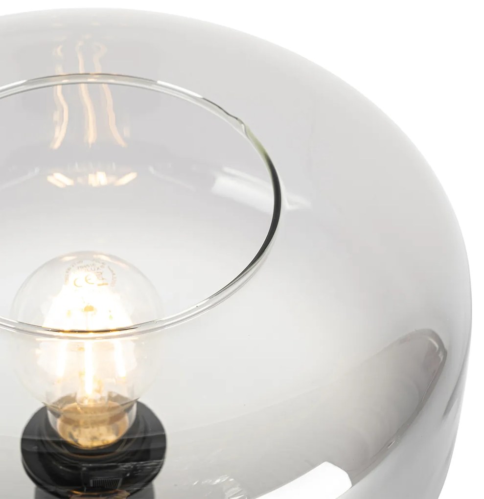 Art Deco tafellamp zwart met smoke glas - Bizle Art Deco E27 rond Binnenverlichting Lamp