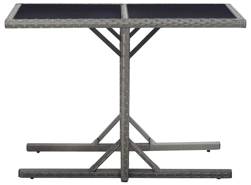vidaXL Tuintafel 110x53x72 cm glas en poly rattan antraciet