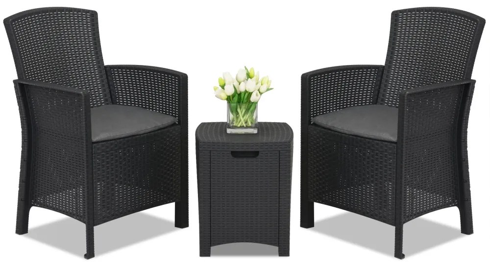 Lido Terras Box 2 antraciet technorattan set met Bica box