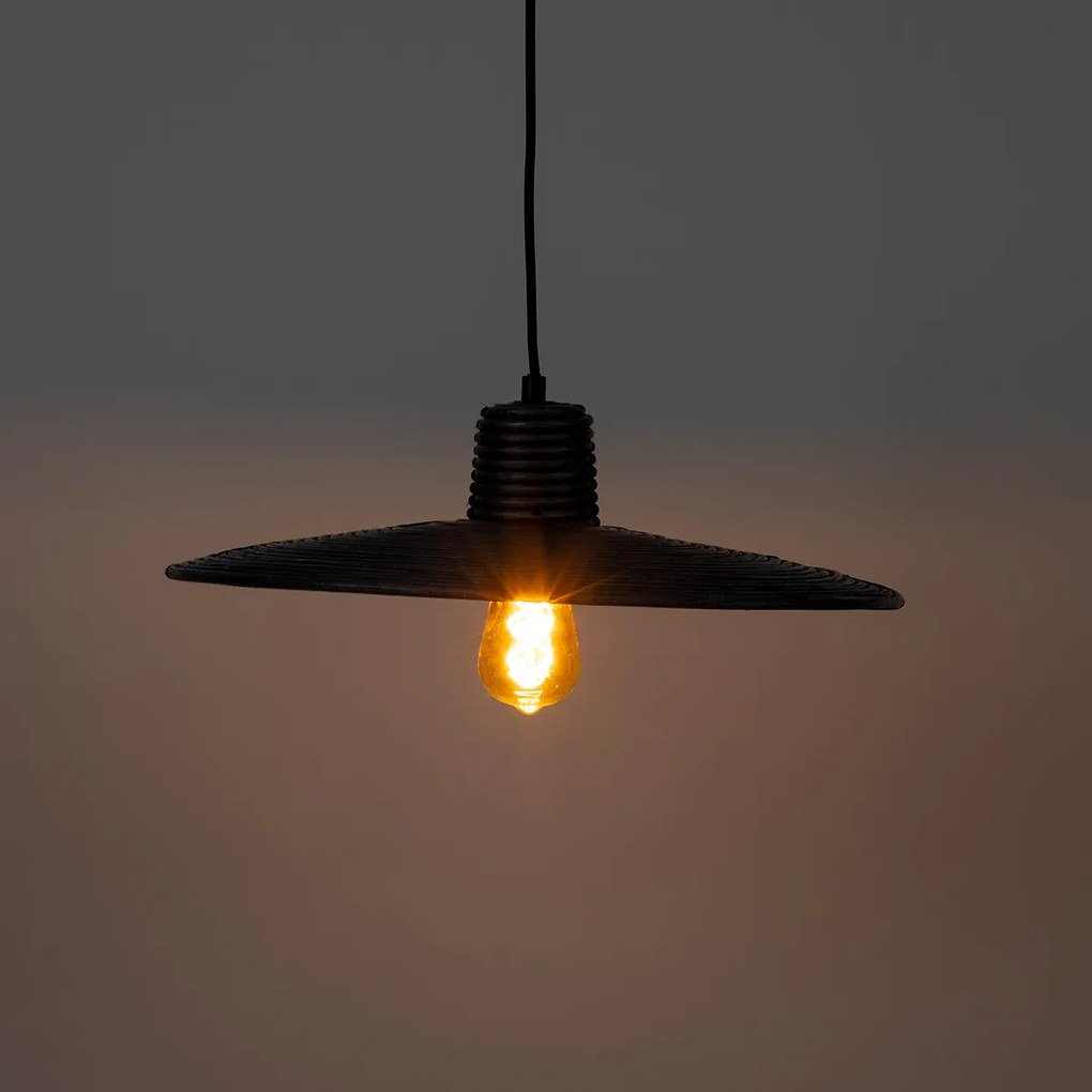 Zuiver Balance M Ronde Hanglamp Zwart Rotan 45 Cm