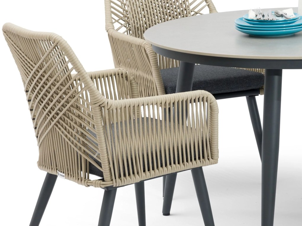Tuinstoel Aluminium/wicker Taupe-naturel-bruin Coco Vedra naturel