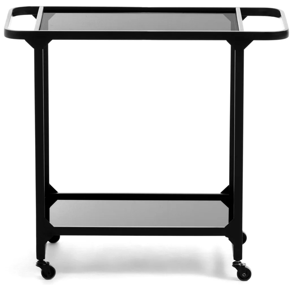 Kave Home Duilia Zwarte Keukentrolley Met Glas - 75 X 35cm.
