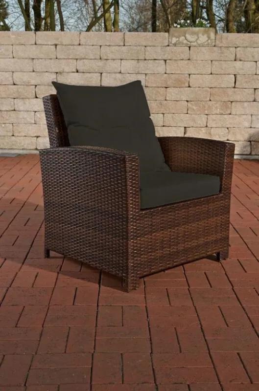Poly-rotan Wicker tuinstoel / fauteuil FISOLO aluminium frame kussens - kleur rotan : bruin gemeleerd overtrek antraciet