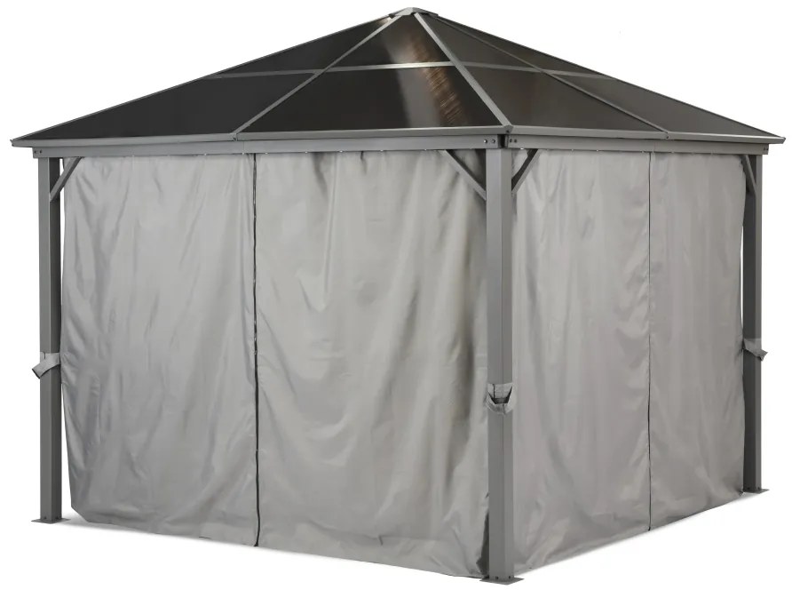 Milos tuinhuisje 3x3m  Garden Point met gordijnen grijs