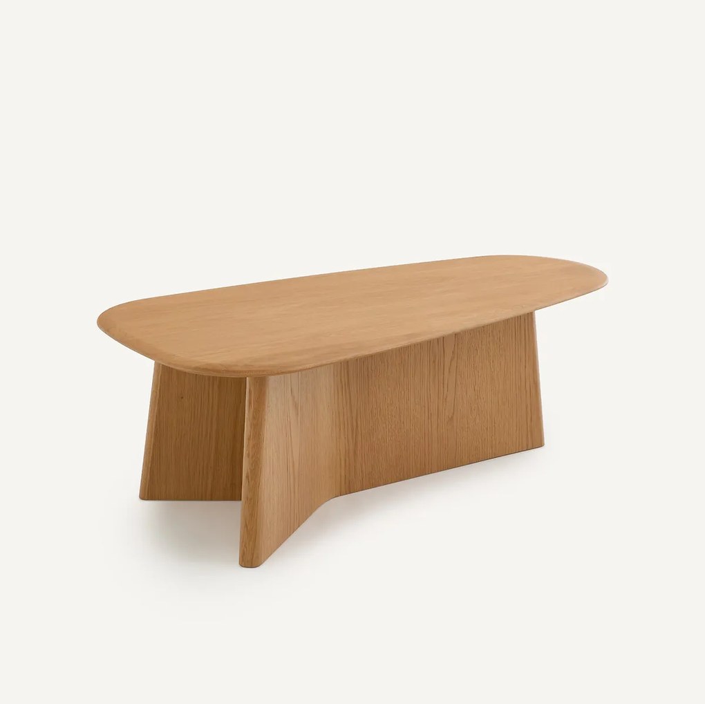 Salontafel van eikenhout, hoogte 35 cm, TRIANGOLO