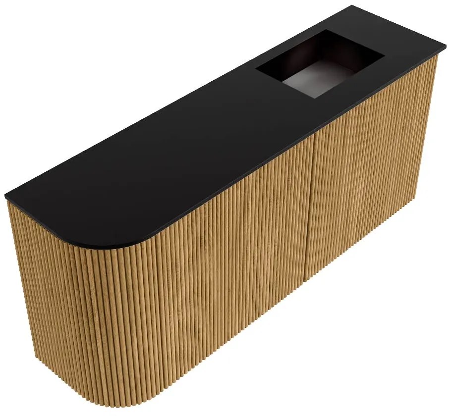 Mondiaz Joya 90cm toiletmeubel ronding links oak met wastafel faye rechts zonder kraangat urban