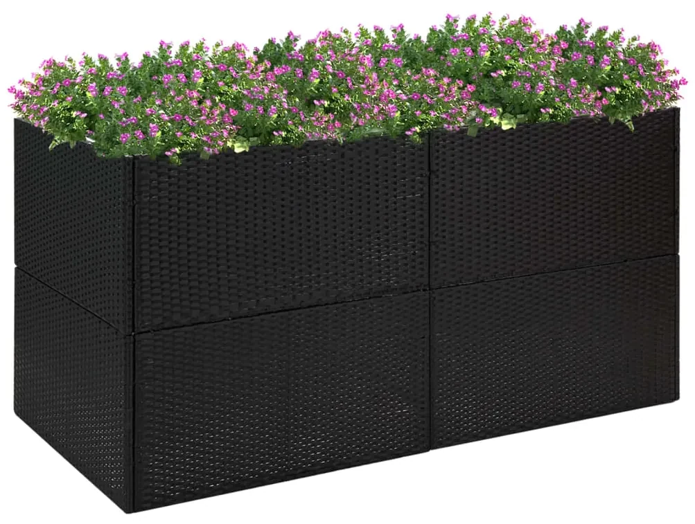 vidaXL Plantenbak 157x80x80 cm poly rattan zwart