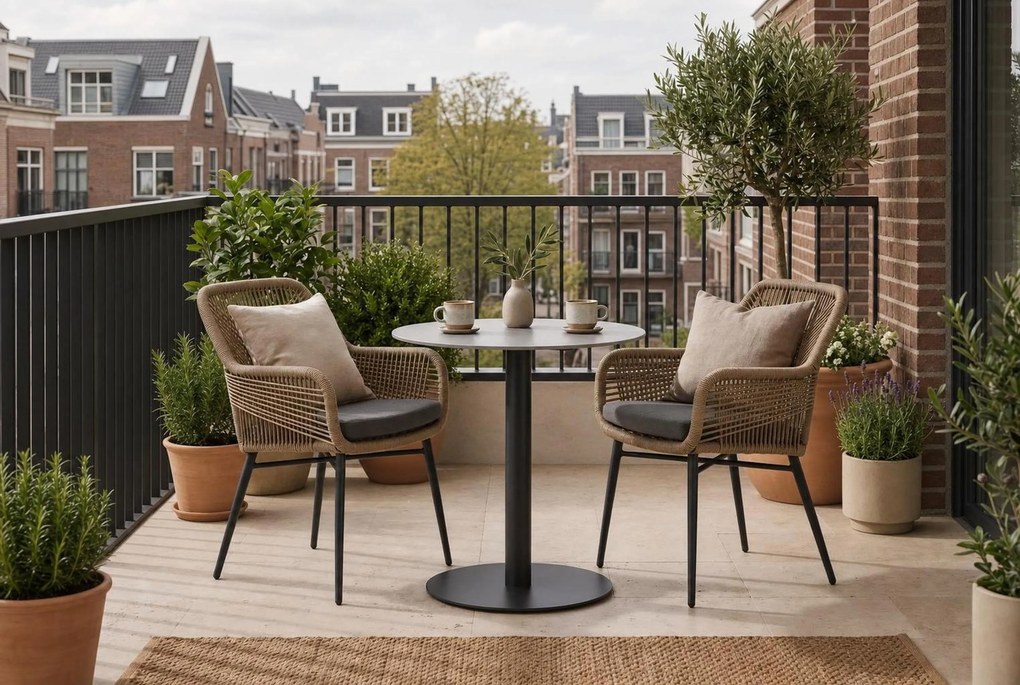 Bistroset 2 personen 70 cm Aluminium/wicker Taupe Lifestyle Garden Furniture Advance/Como