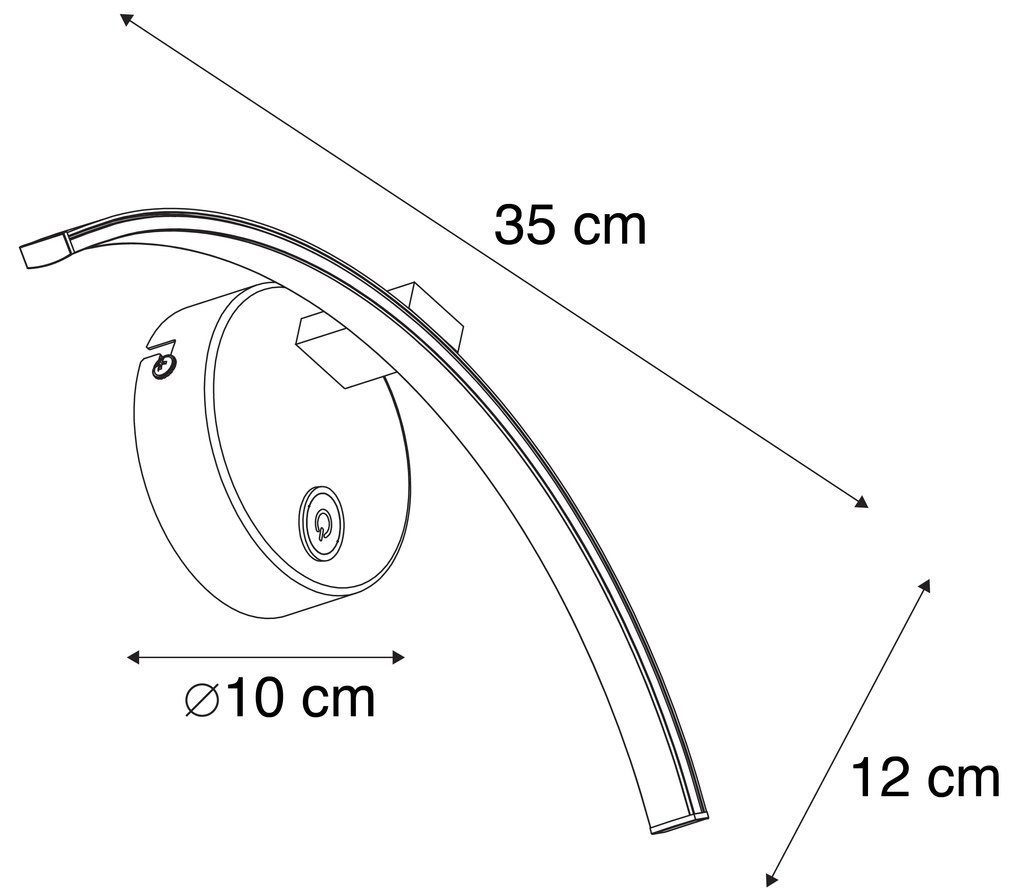Moderne wandlamp staal incl. LED met touch dimmer - Arch