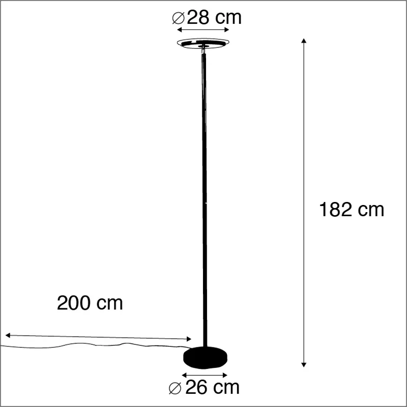 Moderne vloerlamp zwart incl. LED met touch dimmer - Hanz Modern rond Binnenverlichting Lamp